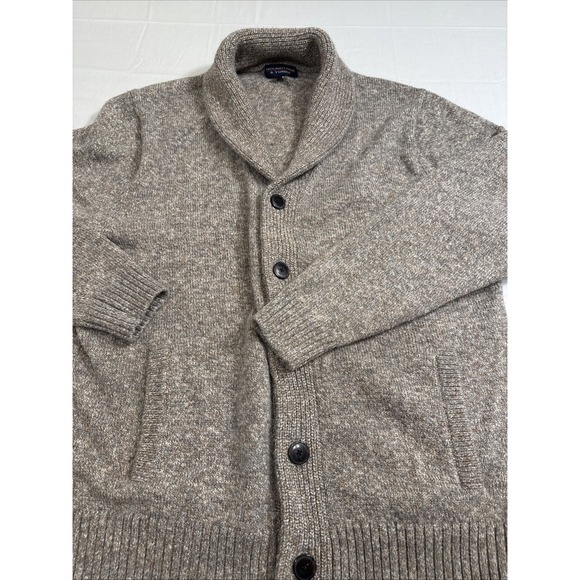 Roundtree Yorke BROWN  Knit Cardigan   Shawl Collar GRANPA Old Money MEN LRG - Picture 1 of 10